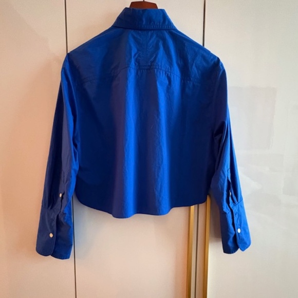 Royal Blue Boxy Cropped Shirt - Picture 2 of 5